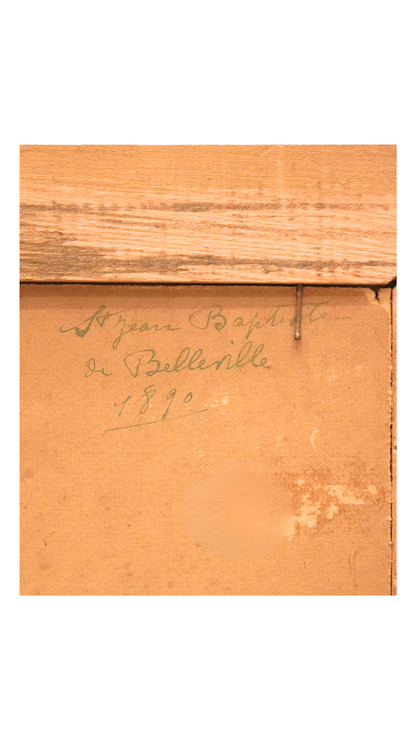 Antique French Church Painting of Saint-Jean-Baptiste de Belleville, Paris, 1890